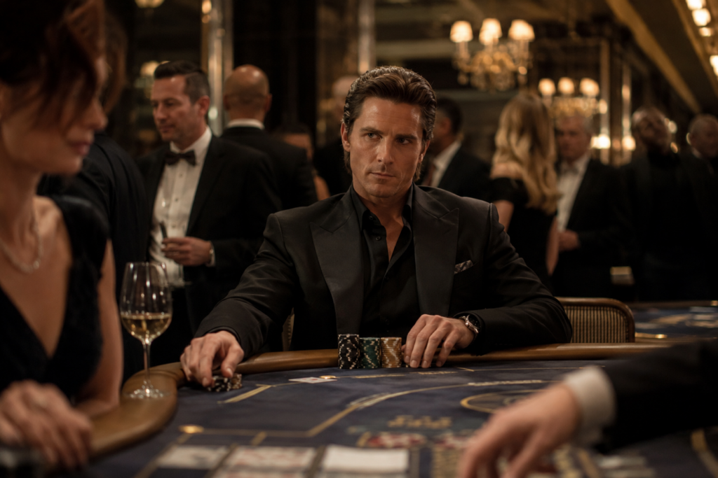 Movement Coaches and the Art of Controlled Confidence — actor practicing casino online body language, posture and chip handling for an authentic high roller role